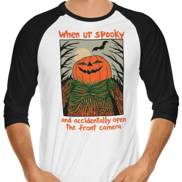 Spooky Selfie - 3 4 Sleeve Raglan T-Shirt Online