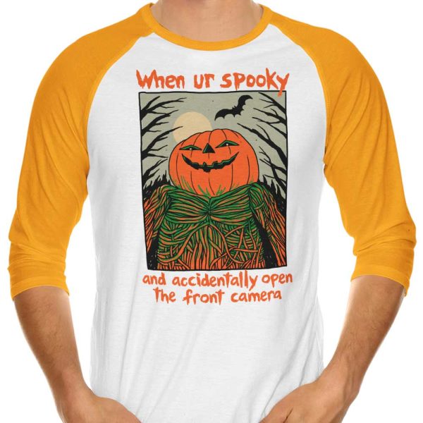 Spooky Selfie - 3 4 Sleeve Raglan T-Shirt Online - Image 4