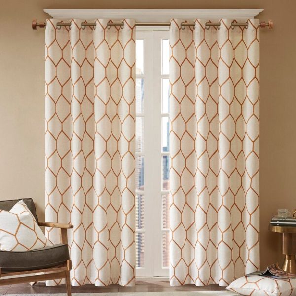 Almaguer Geometric Semi-Sheer Grommet Single Curtain Panel (set of 2) 381 DC For Sale