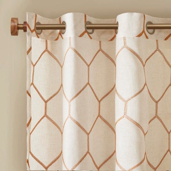 Almaguer Geometric Semi-Sheer Grommet Single Curtain Panel (set of 2) 381 DC For Sale - Image 2