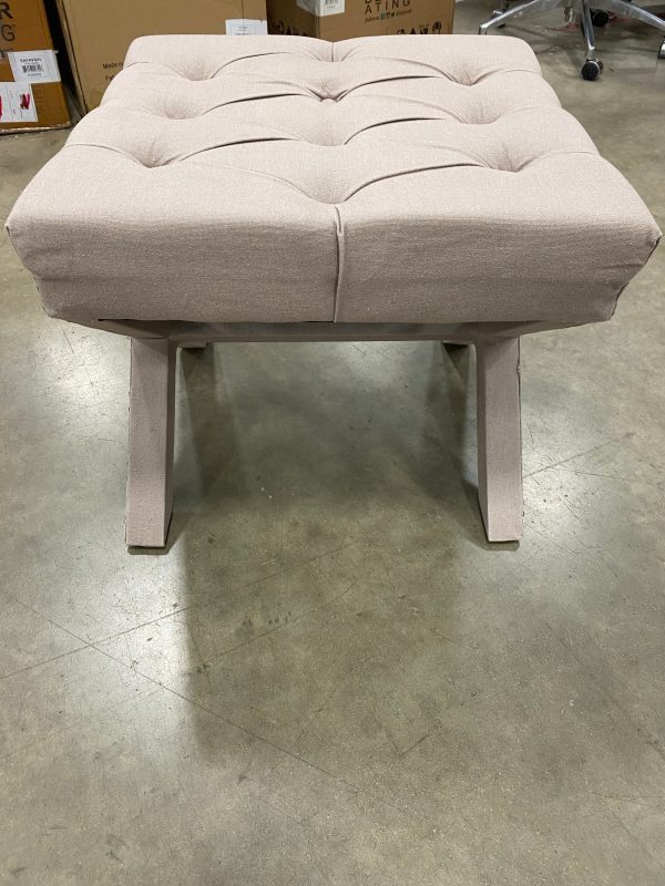 Upholstered Tufted Ottoman Bench Taupe Linen(2744RR) Cheap - Image 2