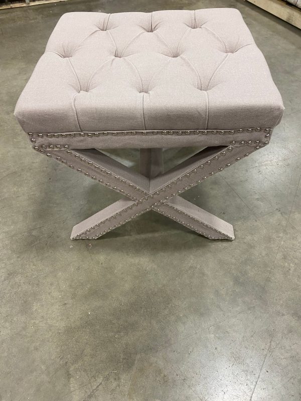 Upholstered Tufted Ottoman Bench Taupe Linen(2744RR) Cheap