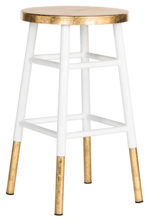 Emery 24 in. Dipped Gold Leaf Counter Stool in White Set of 2 #1332HW - 2 Separate Boxes Online Hot Sale - Image 4