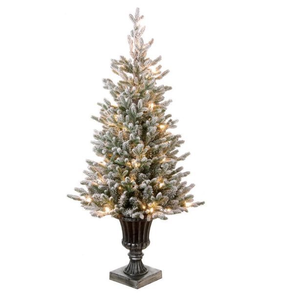 Iceland Fir 4 ft. Feel Real Entrance Tree in a Gold Urn with 100 Clear Lights Set of 2(2731-2 boxes) Online now