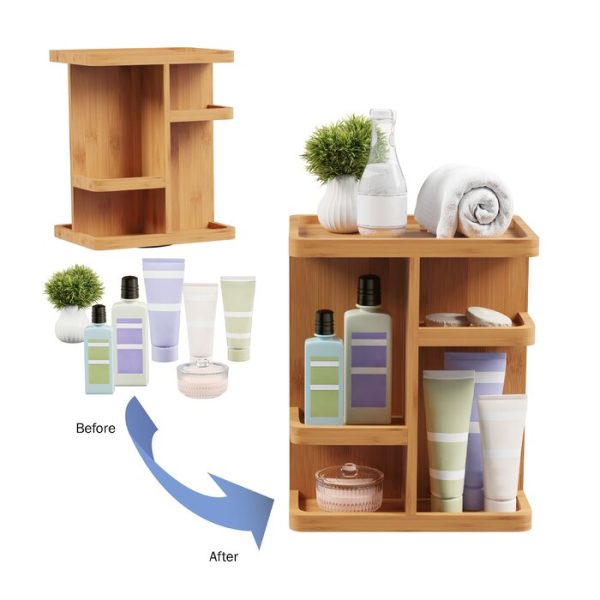 Natural Rotating Rectangular Tabletop Makeup Organizer (ND82) Online Sale - Image 2