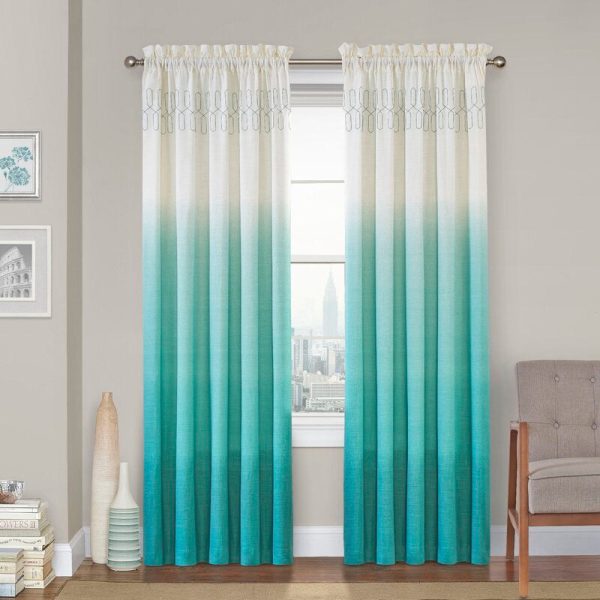 Higbee 100% Cotton Ombre Semi-Sheer Rod Pocket Single Curtain Panel 321 DC Cheap