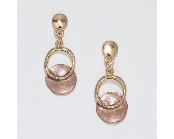 Periwinkle by Barlow : Gold Drops with Mocha Enamel - Earrings Online Sale