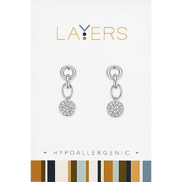 Center Court: Silver Linked Cubic Zirconia Coin Dangle Layers Earrings Hot on Sale